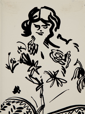 Woman In Flowered Shirt Reading (c)