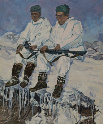 Vincent and Bernard Pose for the Painted Photo