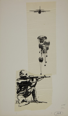 Sketch of Parachute Drop and Infantryman for The U.S. Army Perspectives &