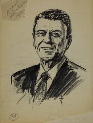 Sketch of Ronald Reagan for The U.S. Army Perspectives & Objectives