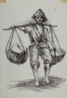 Japanese Man Carrying Goods