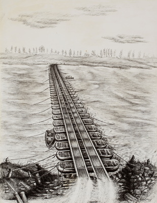 Pontoon Bridge On The Po River