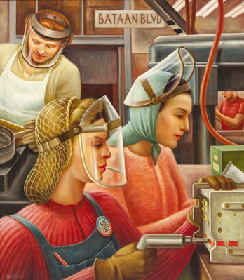 Women With Masks, Lockheed Plant
