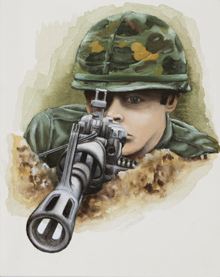 Soldier Looking Through Weapon Sight