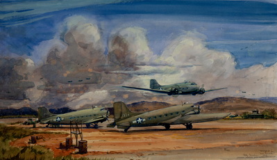 A C-47 Takes Off At Port Moresby