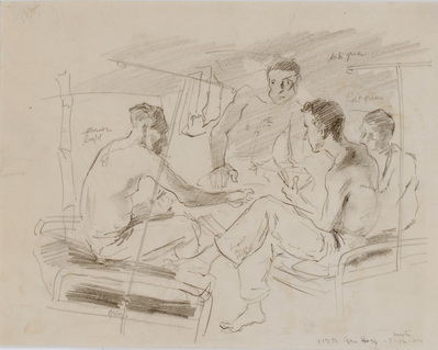 War Drawing shown at Midtown Gallery (Cards at Hospital)