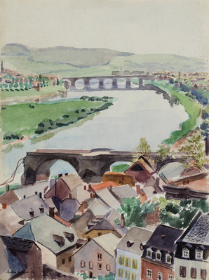 View of the Bridge- Trier (Wrecked Bridge and Houses)