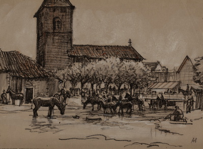 Cavalry Resting in a Village