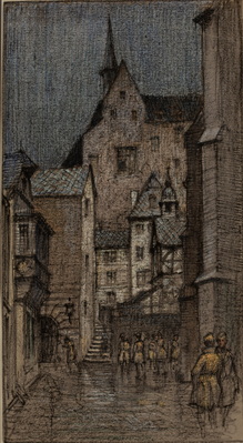 Street Scene With Steeple