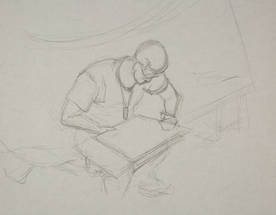 Study for Painting of Army Artist Manuszak, 1