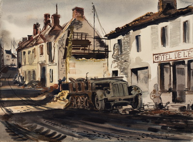 German Vehicle And Damaged Building