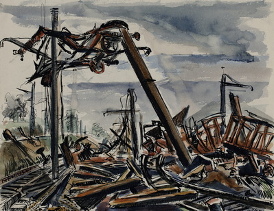 Railway Truck Blasted By Allied Bombing