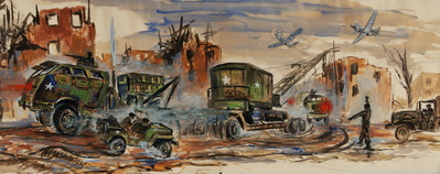 M-26 Tank Retriever Convoy Hurrying To The Rhine