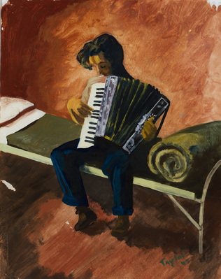 GI Playing an Accordian