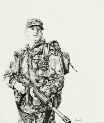 Soldier in Woodland Pattern BDUs