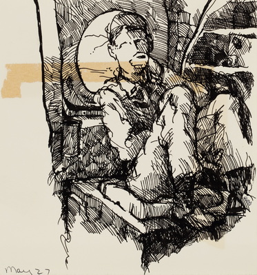 Sketch, Warrant Officer Taking Lunch on Chinook