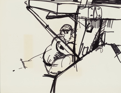 Sketch of Man Repairing Target Tracking Radar