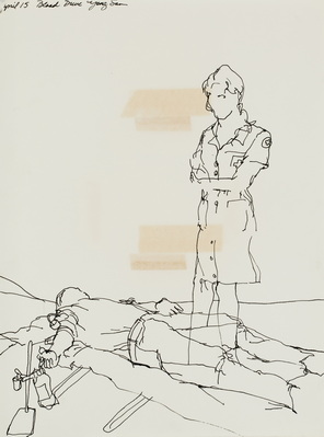 Sketch of Red Cross Nurse and Blood Donor