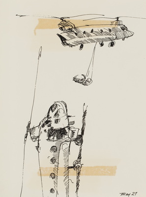 Sketches of Chinooks Flying Fuel
