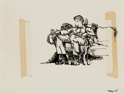 Sketch of Warrant Officer Awaiting a Flight