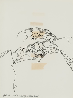 Sketch of Army Artist Sleeping in Studio