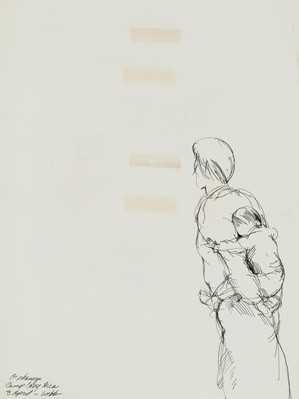 Sketch of Woman and Child at Orphanage