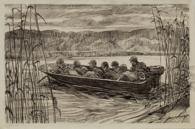 Storm Boat Training On Meuse River Near Ardennes