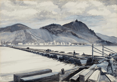 Reinforced Heavy Ponton Bridge Across Rhine River