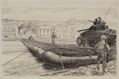 Floating Steel Treadway Bridge Across The Meuse