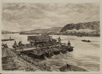 Infantry Support Raft Training On Meuse River . .