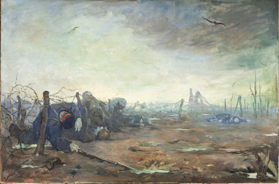 Battle Scene with Barbed Wire