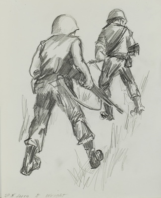 Sketch of Two Soldiers Carrying Weapons
