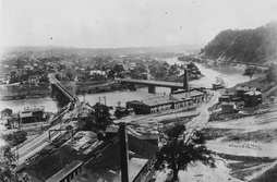 Photograph of lower Beaver Falls PA by J. Norris, 1892