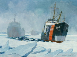 Coast Gaurd Cutter Clearing Ice