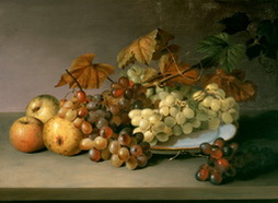 Still Life with Grapes and Apples on a Plate