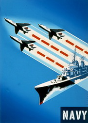 Three Jets Flying Over Destroyer