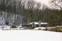 Lake Glacier Boat Dock in Winter