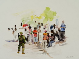 Untitled, Study for Haiti Crowd Scene 