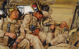 Untitled (Three Marines doze on board)
