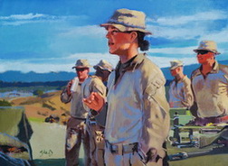 Lt. Klenke with her Marines at the Gunnery Range