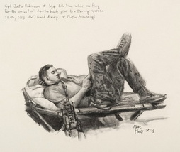 Cpl Justin Robinson of 1/24 kills time