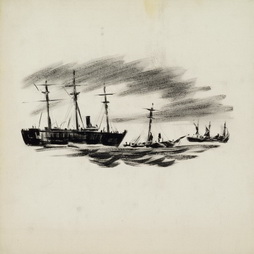 Drawing, Untitled (Boats in the water)