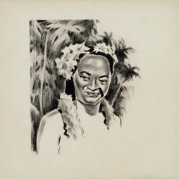 Drawing, Untitled (Woman with flowers...