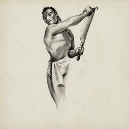 Drawing, Untitled (Shirtless Samoan man ...