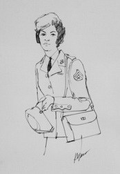 Woman Marine CO with Handbag