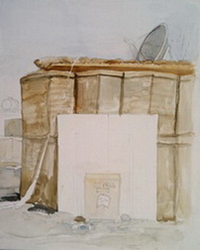 Unfinished sketch of mailbox at FOB Delhi