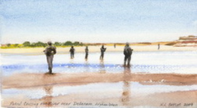 Patrol Crossing River Near Delaram, Afghanistan