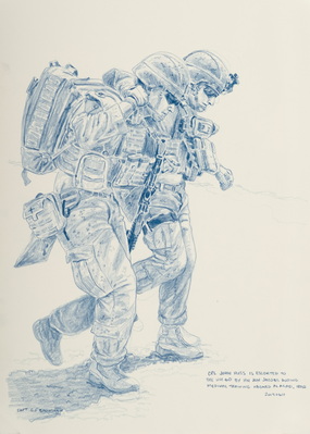 Untitled (Cpl John Huss is escorted to the UH-60)