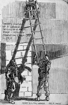Marines Handing Up a Ladder Setting Up a Firm Base