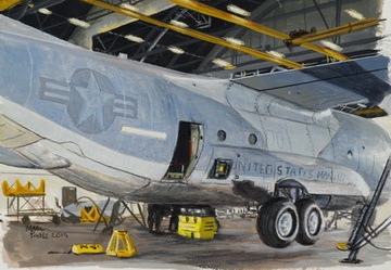 Untitled (Maintainers of VMGR-252 repairing port-side main landing rear of KC-130J#069 at MCAS Cherry Point)